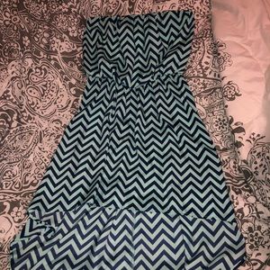 blue chevron print dress